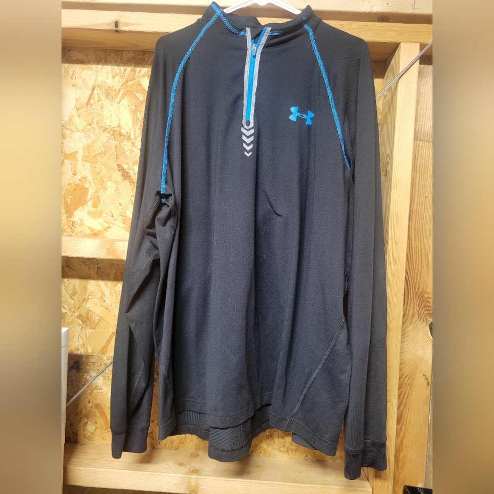 Under Armour NFL Combine Pullover Black 1/4 Zip Reflective Long Sleeve Top SZ 2X